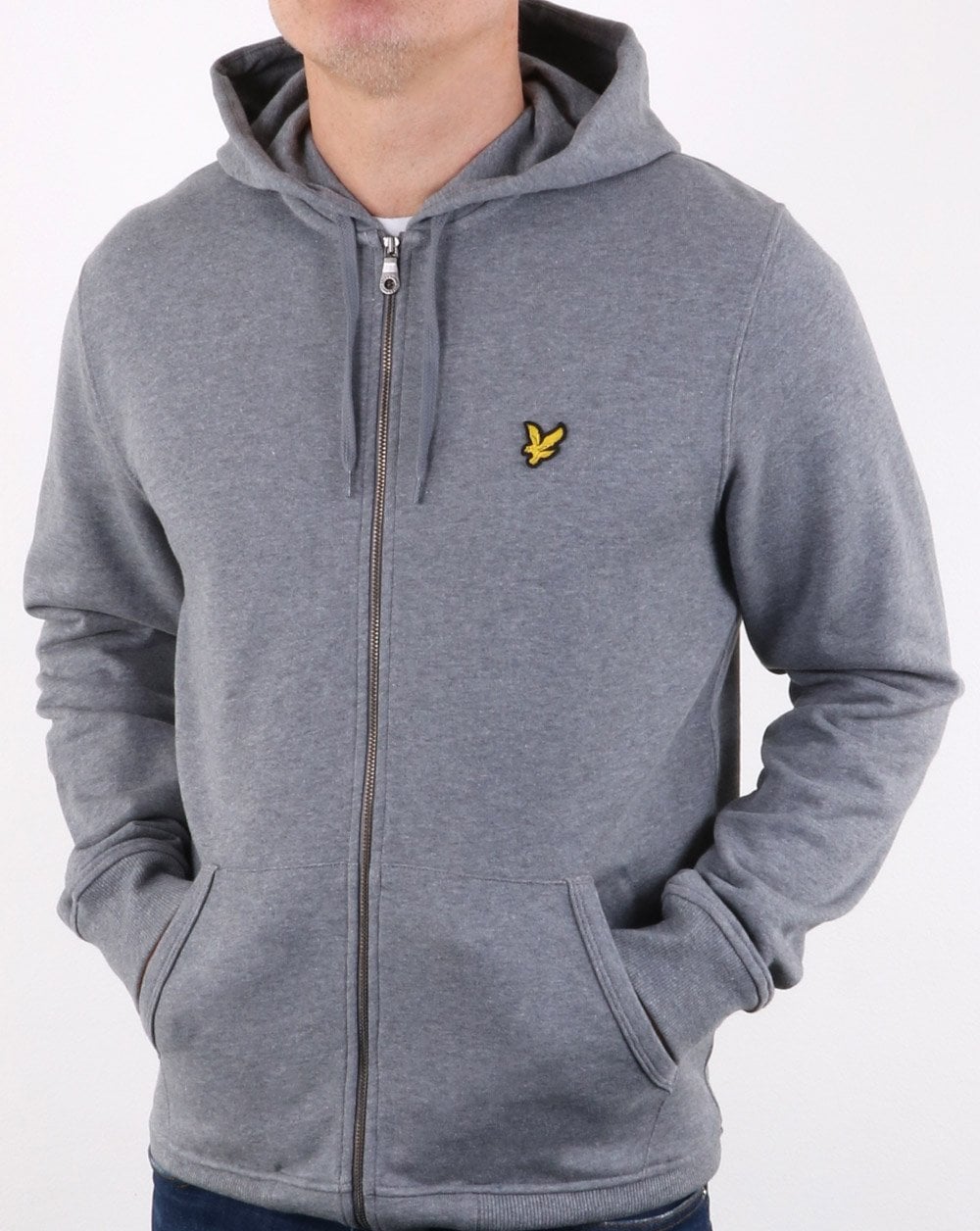 Lyle And Scott – Durchgehender Kapuzenpullover mit Reißverschluss in Mittelgrau