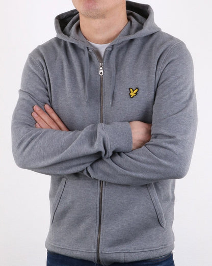 Lyle And Scott – Durchgehender Kapuzenpullover mit Reißverschluss in Mittelgrau