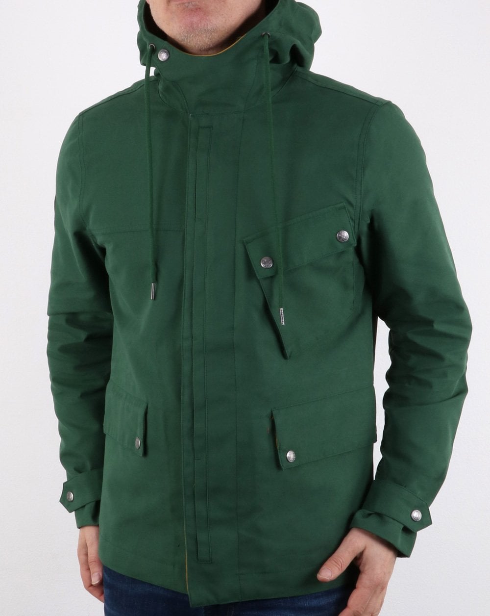 Pretty Green Mens Contrast Colour Hooded Jacket Green