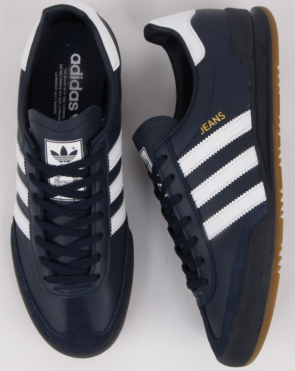Adidas Jeans Ledersneaker Marineblau/Weiß