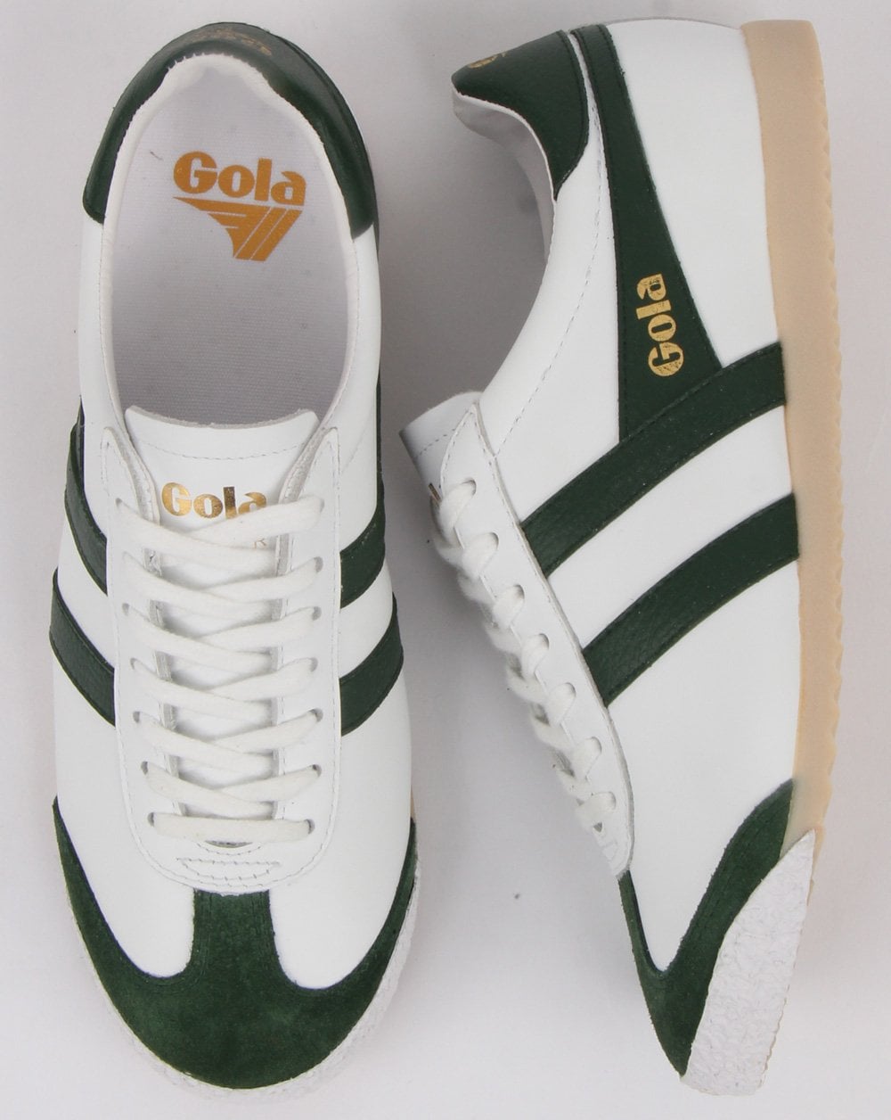 Gola Harrier 60s-70s Leather Trainer White/green
