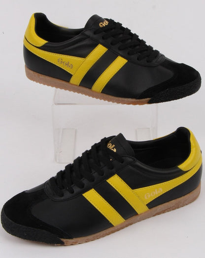 Gola Harrier 60er-70er Ledersneaker Schwarz/Gelb