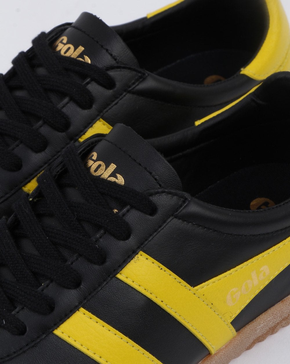 Gola Harrier 60er-70er Ledersneaker Schwarz/Gelb