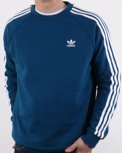 Adidas Originals 3-Streifen-Rundhalspullover, Dunkelblau