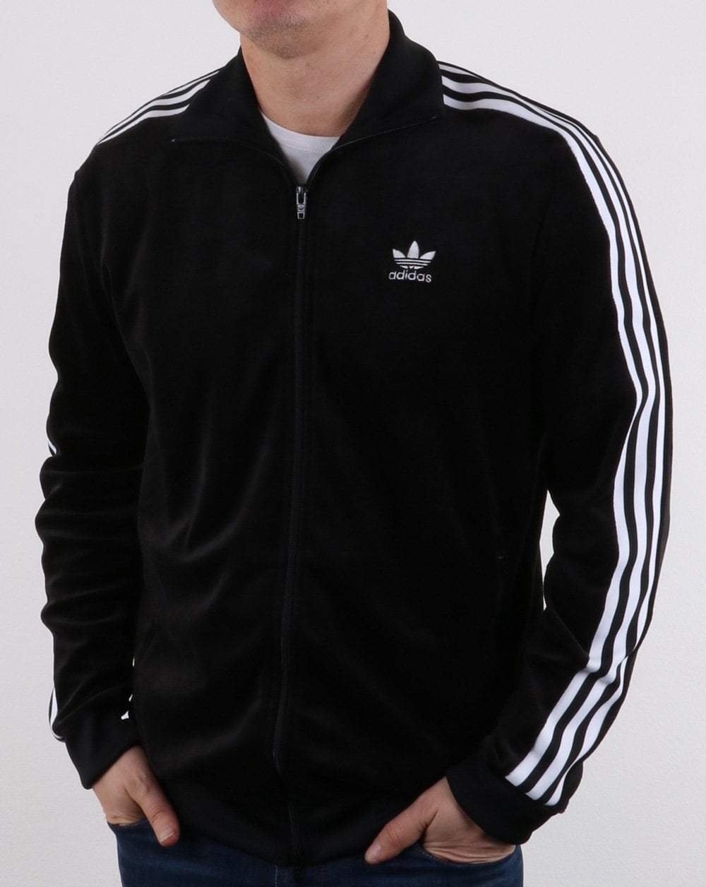 Adidas Originals – Schwarzes Velours-Trainingsoberteil
