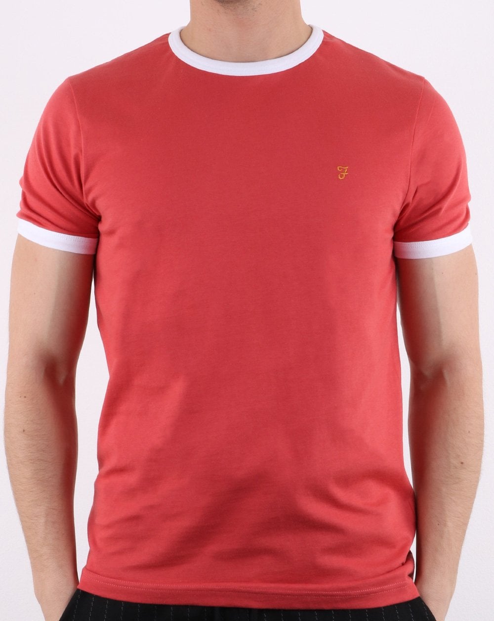 Farah Groves Ringer T Shirt Red Coat
