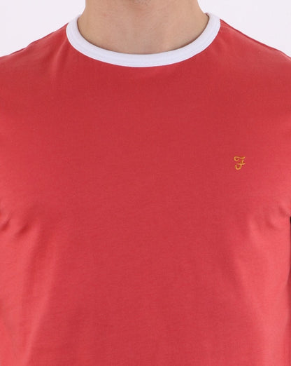Farah Groves Ringer T-Shirt Roter Mantel