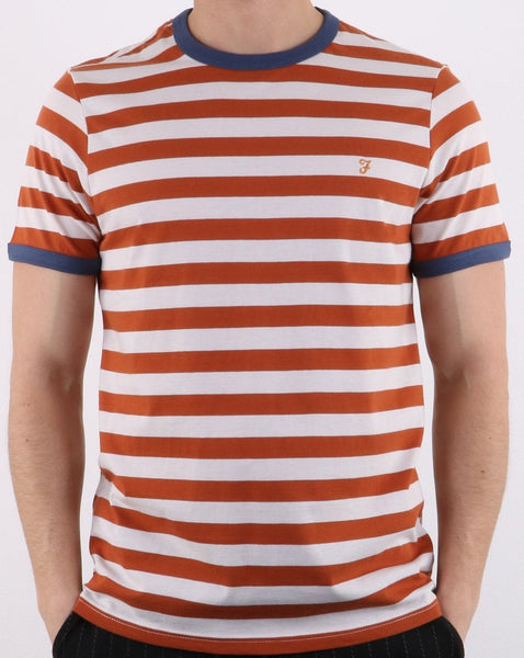 Farah Belgrove Stripe T-shirt Rust