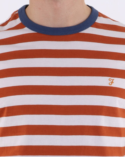 Farah – Belgrove – Gestreiftes T-Shirt in Rostrot