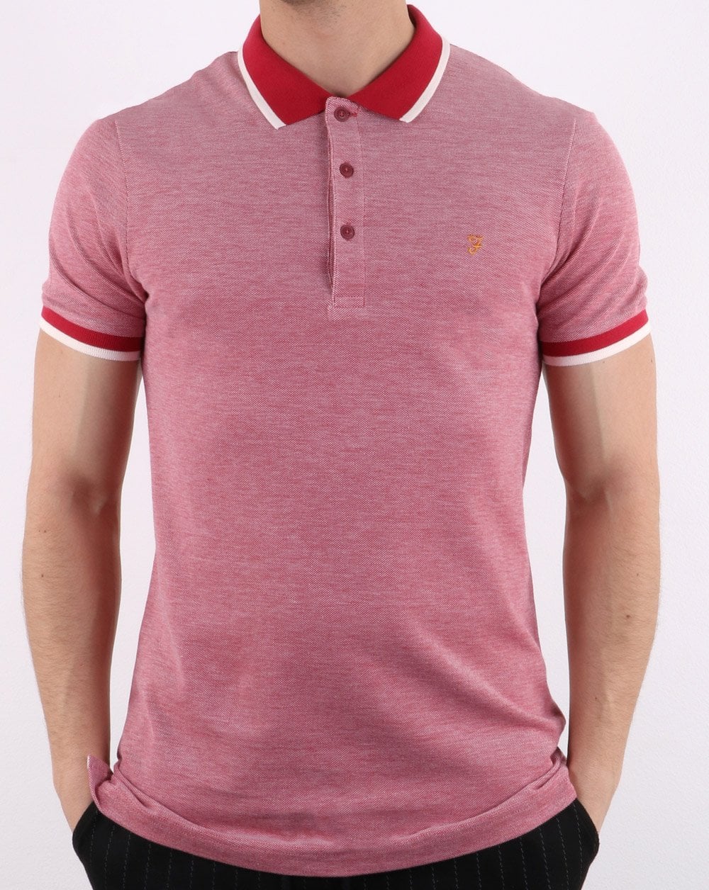 Farah Basel Piqué-Poloshirt Rot