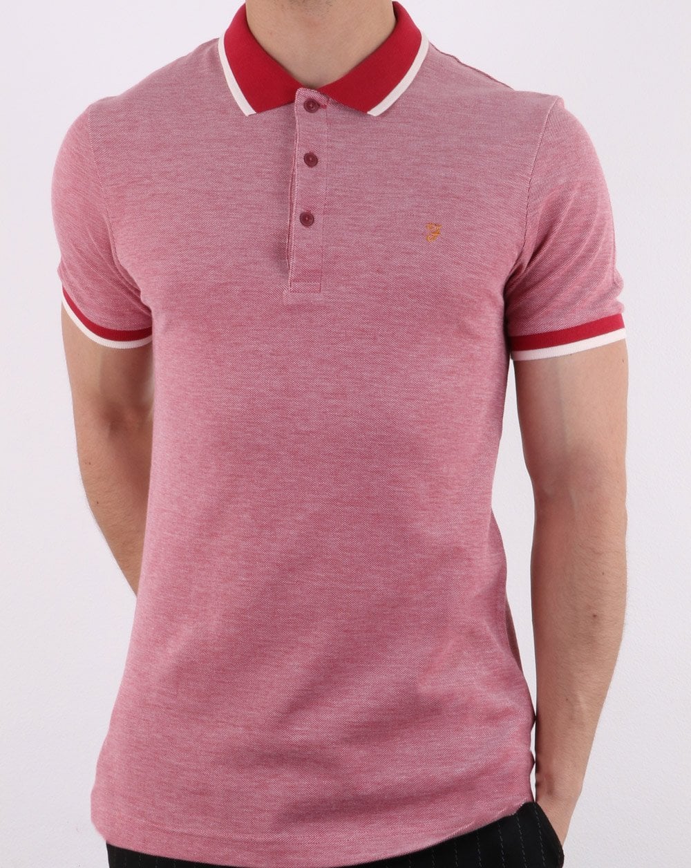 Farah Basel Piqué-Poloshirt Rot