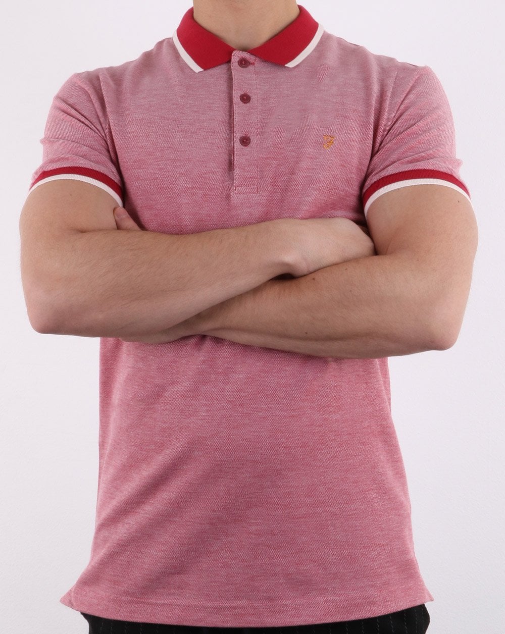 Farah Basel Piqué-Poloshirt Rot