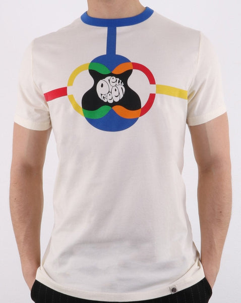 Pretty Green Contrast Neck Pg Print T-shirt Off White