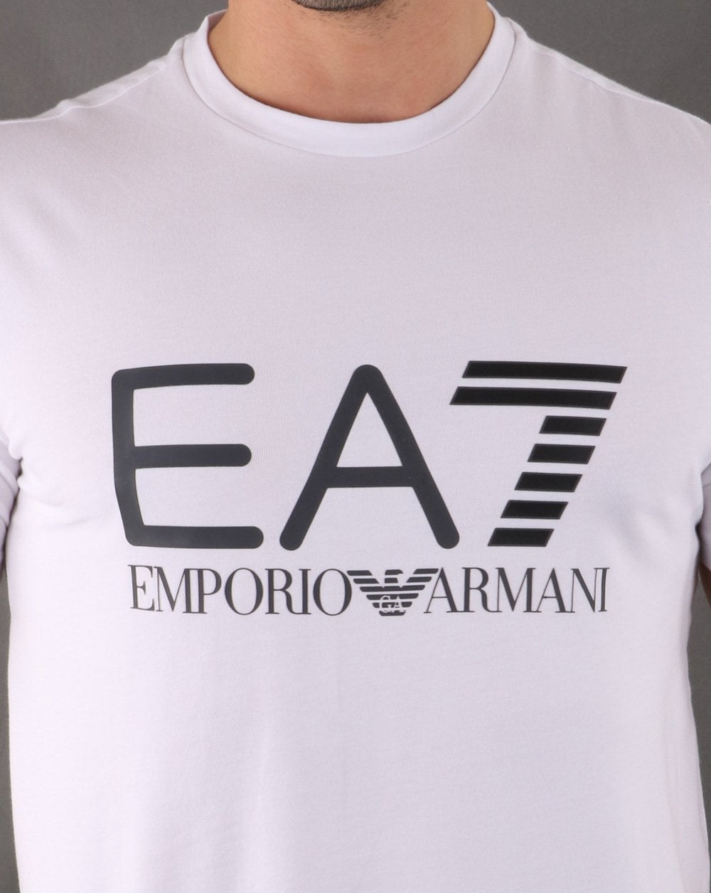 Emporio Armani – EA7 – Weißes T-Shirt mit großem Logo