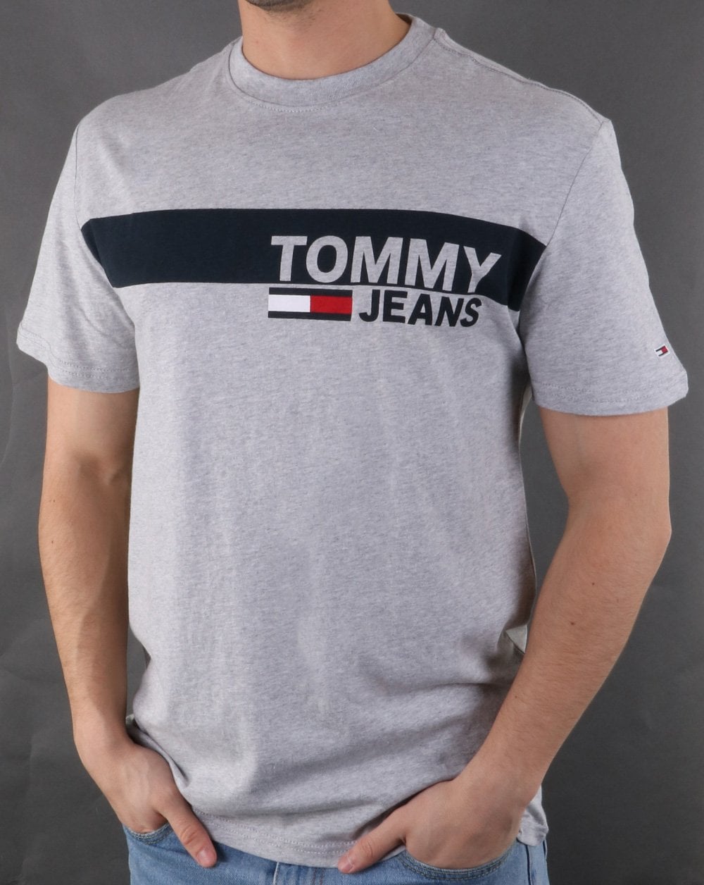 Tommy Hilfiger Box Logo Tee Hellgrau Heather