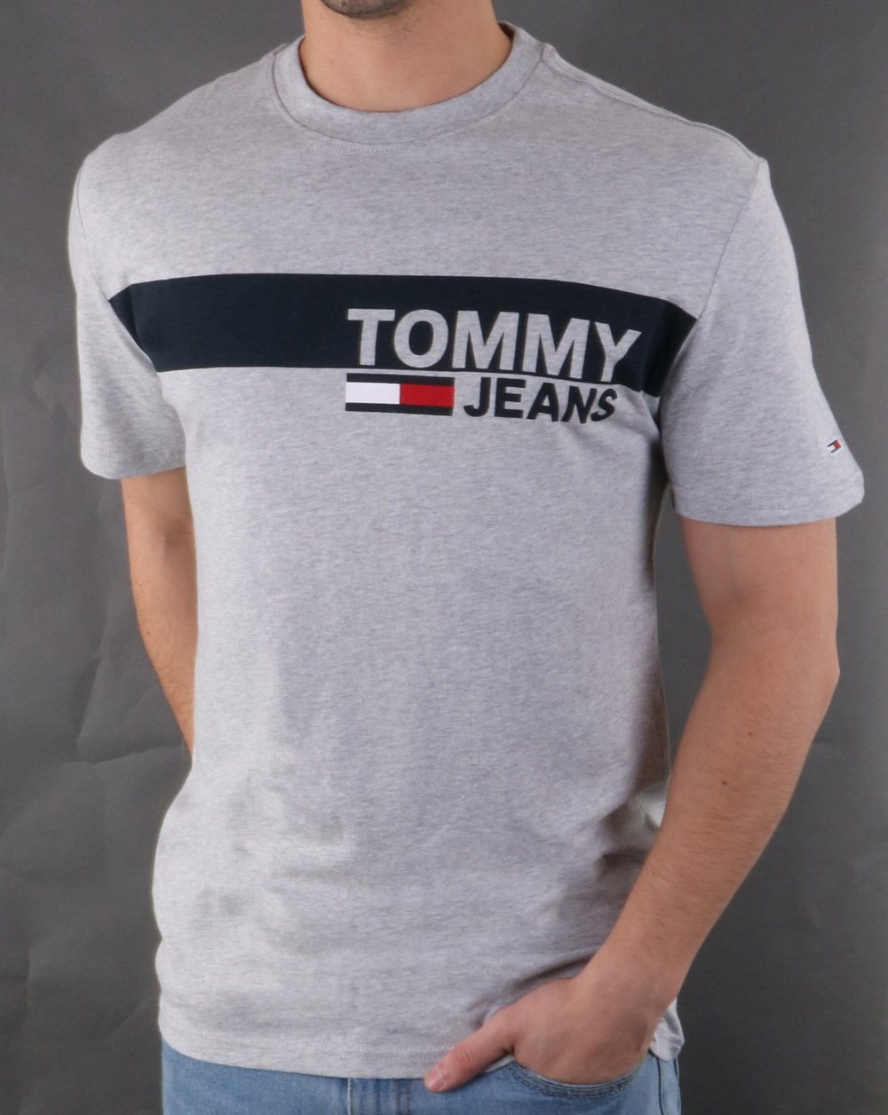 Tommy Hilfiger Box Logo Tee Hellgrau Heather
