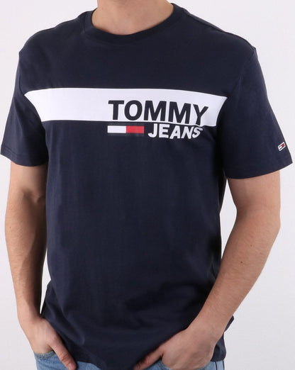 Tommy Hilfiger – T-Shirt mit Box-Logo in Marineblau