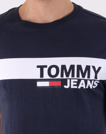 Tommy Hilfiger – T-Shirt mit Box-Logo in Marineblau