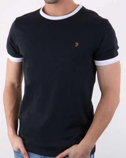 Farah Groves Ringer T-Shirt True Navy