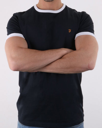 Farah Groves Ringer T-Shirt True Navy