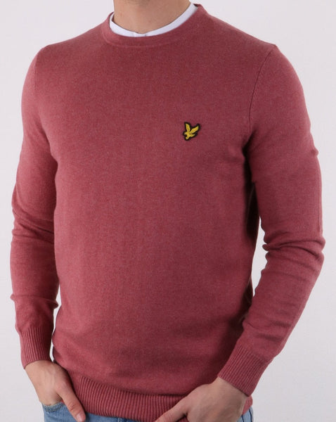 Lyle And Scott Cotton Merino Crew Jumper Pink Shadow Marl