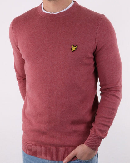 Lyle And Scott – Rundhalspullover aus Baumwoll-Merinowolle in Rosa-Schatten-Melange