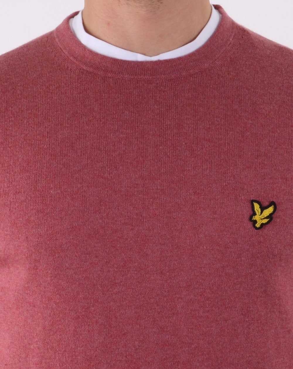 Lyle And Scott – Rundhalspullover aus Baumwoll-Merinowolle in Rosa-Schatten-Melange