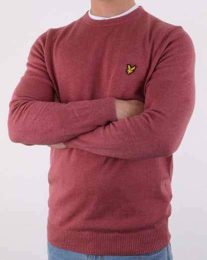 Lyle And Scott – Rundhalspullover aus Baumwoll-Merinowolle in Rosa-Schatten-Melange