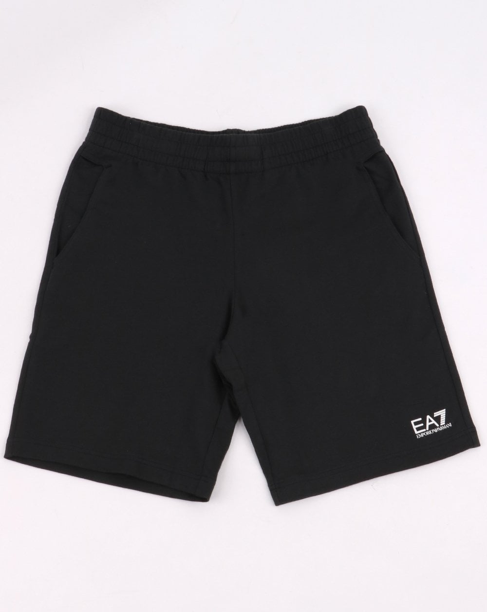 Emporio Armani – EA7 – Core-Fleece-Shorts mit Logo in Marineblau