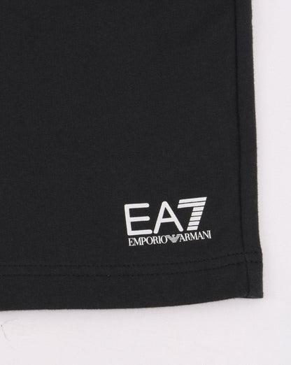 Emporio Armani – EA7 – Core-Fleece-Shorts mit Logo in Marineblau