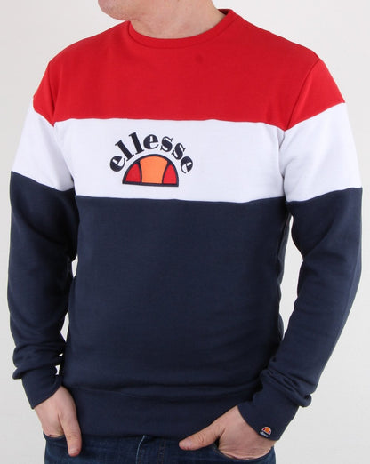 Ellesse Blockstreifen-Sweatshirt Marineblau/Weiß/Rot