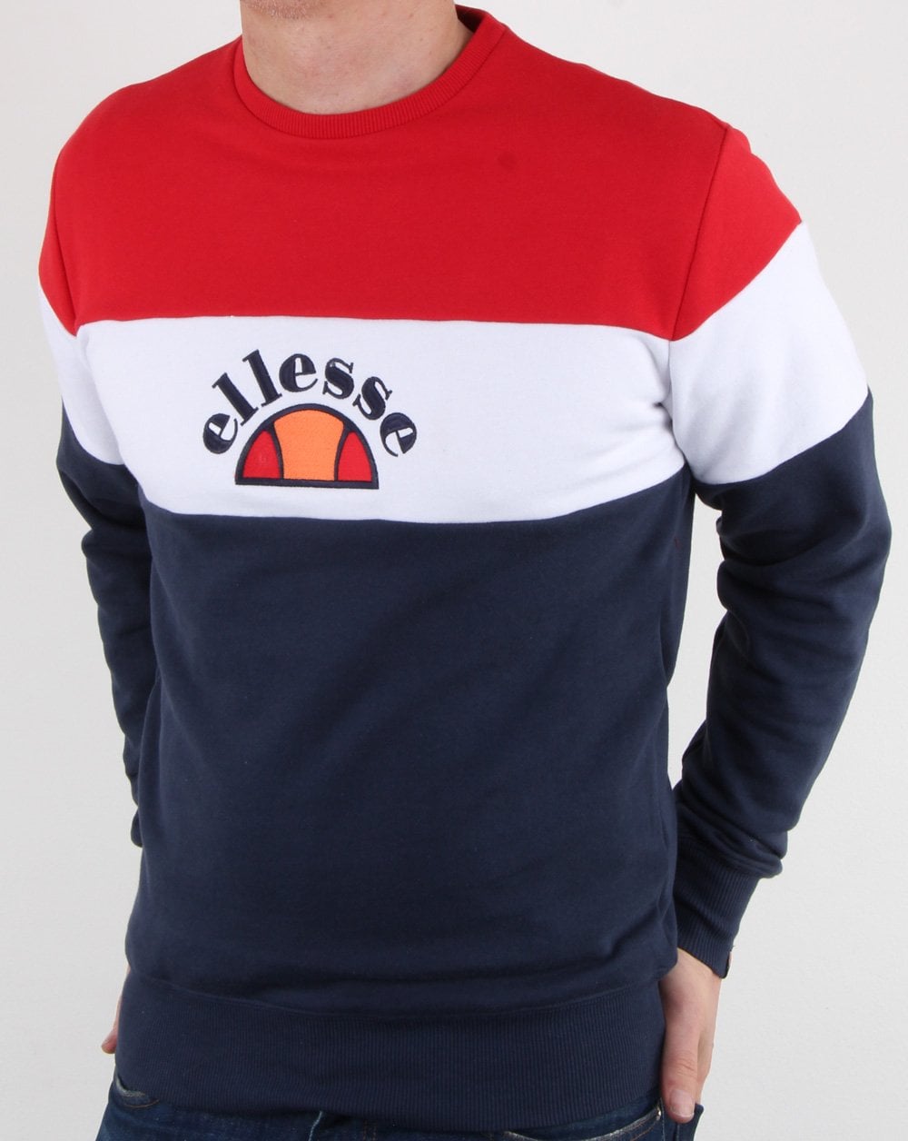 Ellesse Blockstreifen-Sweatshirt Marineblau/Weiß/Rot