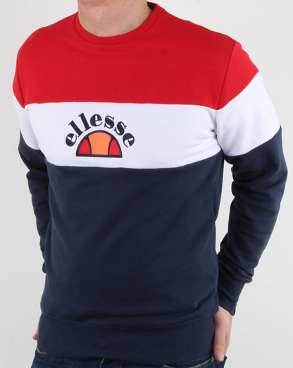 Ellesse Blockstreifen-Sweatshirt Marineblau/Weiß/Rot