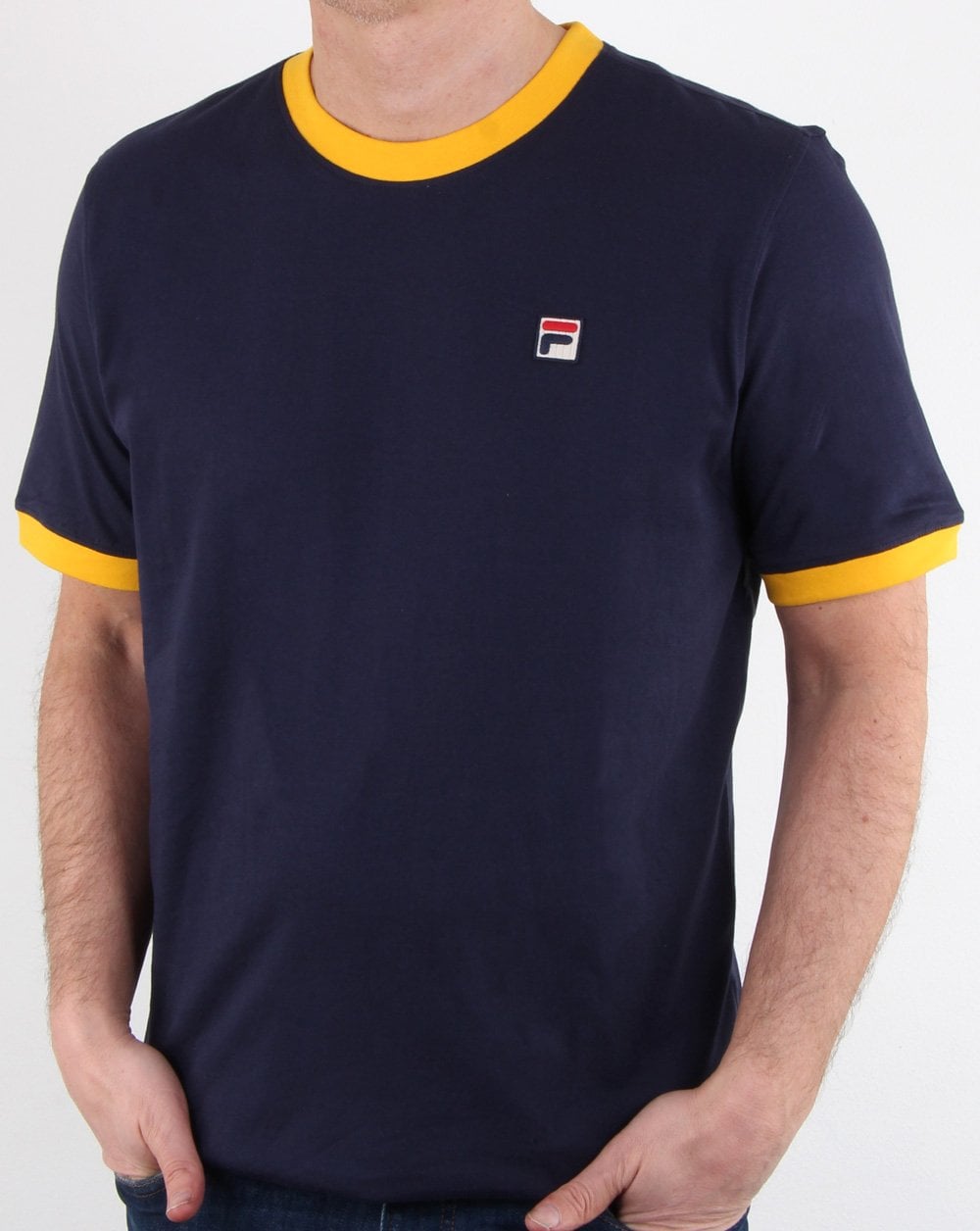 Fila Vintage Ringer T-Shirt Marineblau/Gold