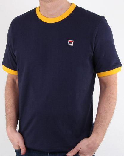 Fila Vintage Ringer T-Shirt Marineblau/Gold