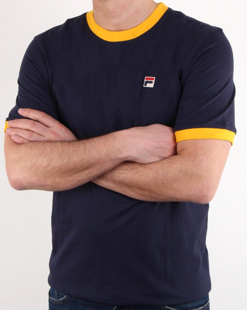 Fila Vintage Ringer T-Shirt Marineblau/Gold
