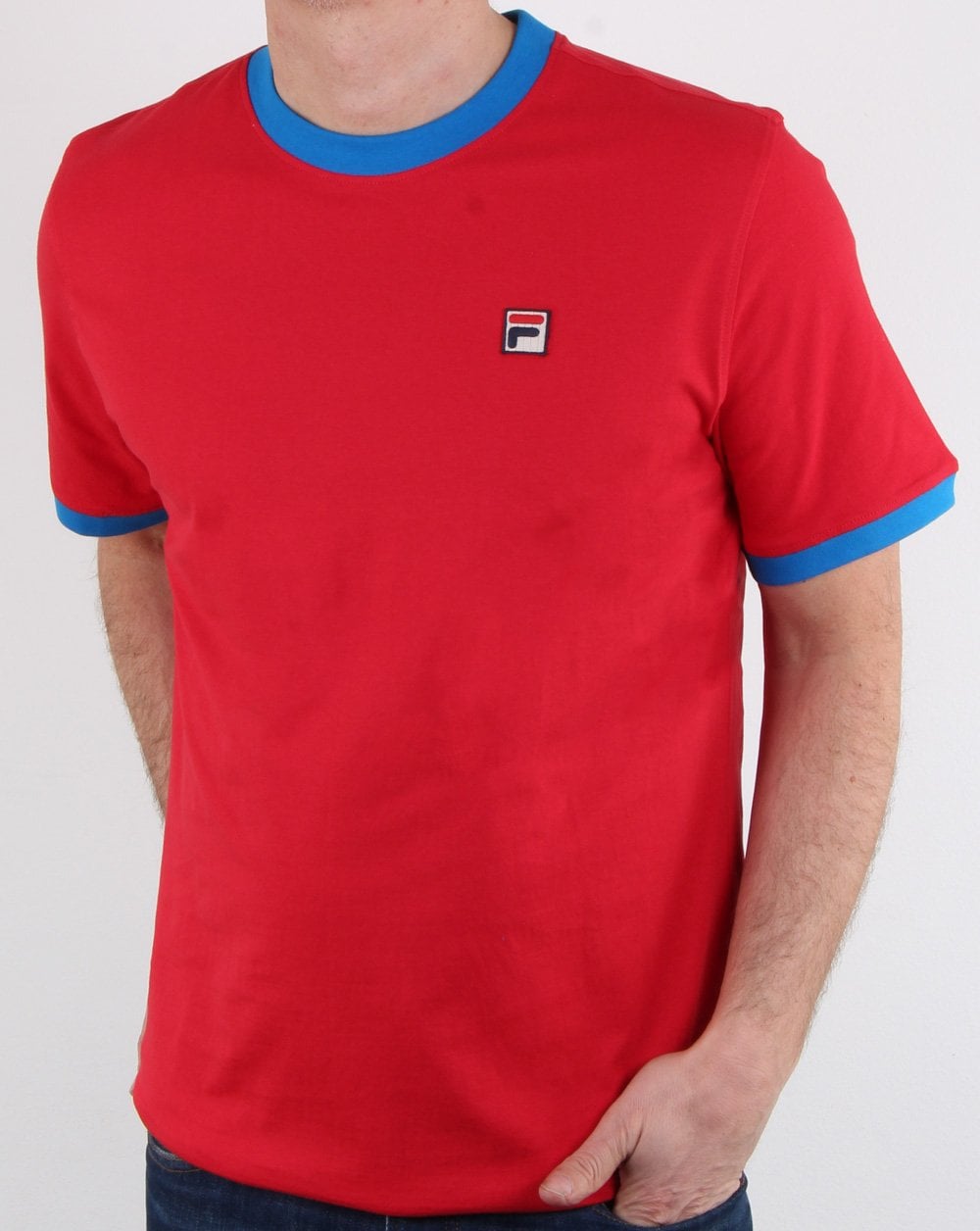 Fila Vintage Ringer T Shirt Red/Blue