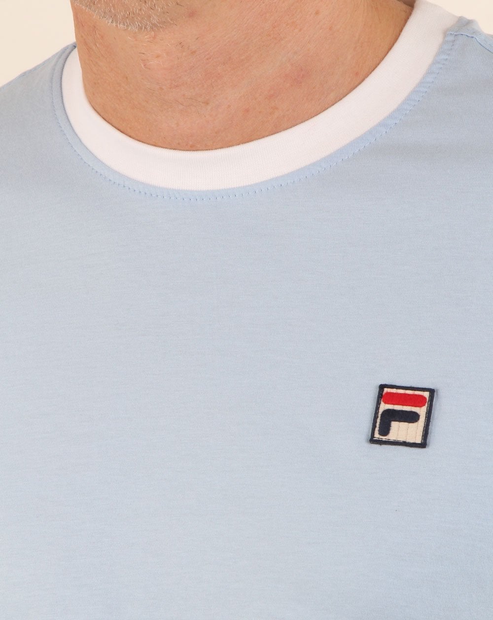 Fila Vintage Ringer T-Shirt Himmelblau/Weiß