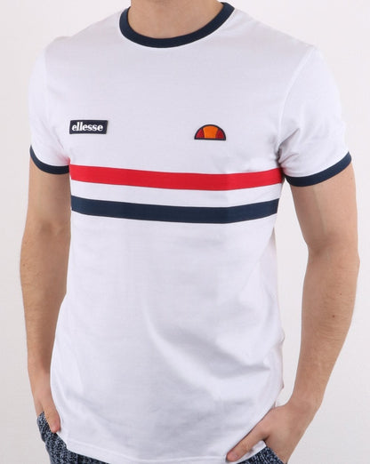 Ellesse – T-Shirt mit zwei Streifen in Weiß