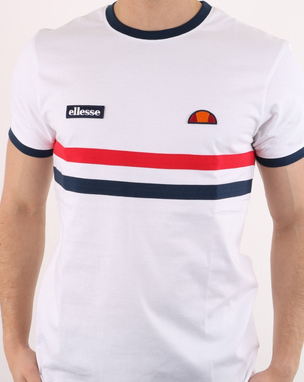 Ellesse – T-Shirt mit zwei Streifen in Weiß
