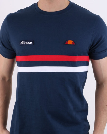 Ellesse – T-Shirt mit zwei Streifen, Marineblau