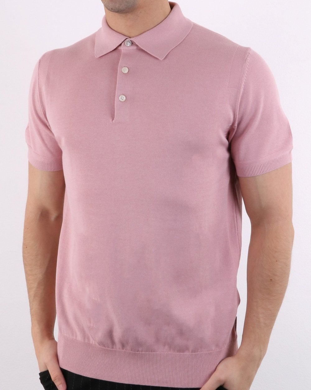 Ben Sherman Strick-Poloshirt Hellrosa