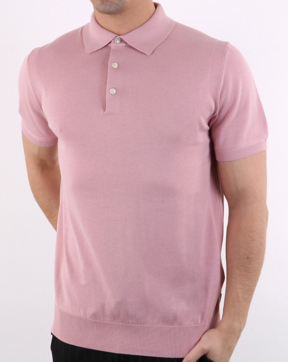 Ben Sherman Strick-Poloshirt Hellrosa
