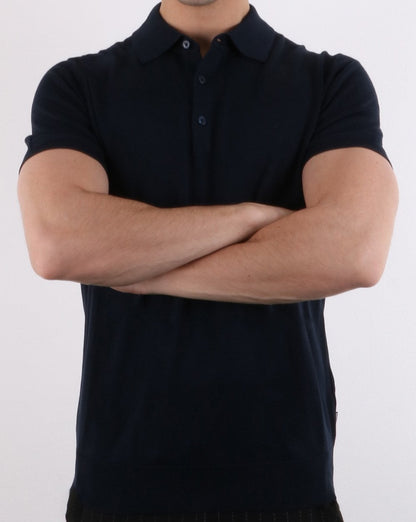Ben Sherman Strick-Poloshirt Marineblau