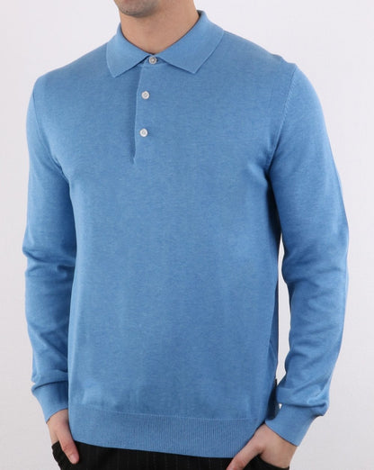 Ben Sherman LS Strickpolo Blau