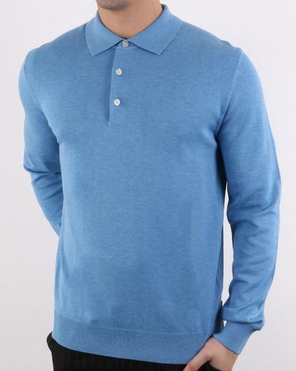 Ben Sherman LS Strickpolo Blau