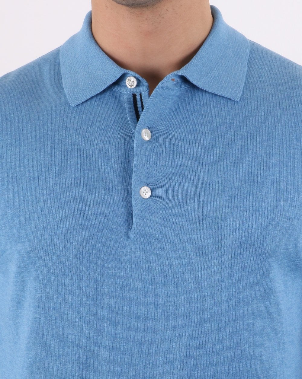Ben Sherman LS Strickpolo Blau