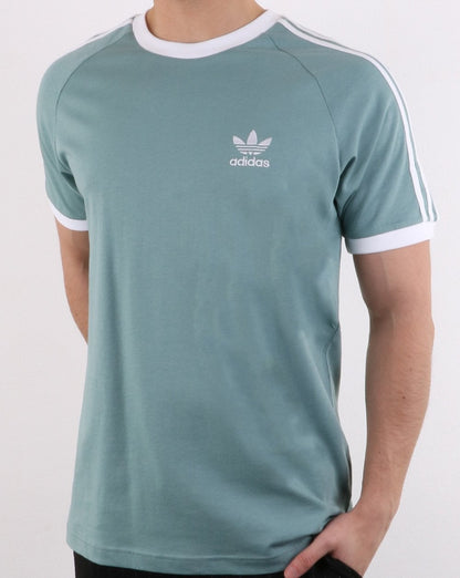 Adidas Originals 3-Streifen-T-Shirt in Dampfstahl