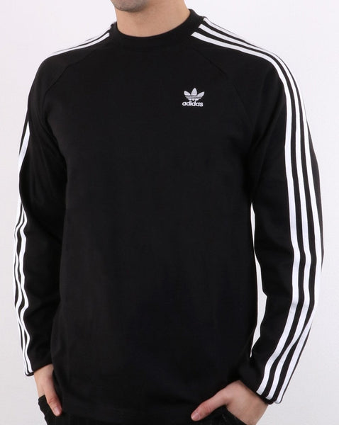 Adidas Originals 3 Stripes Long Sleeved T Shirt Black