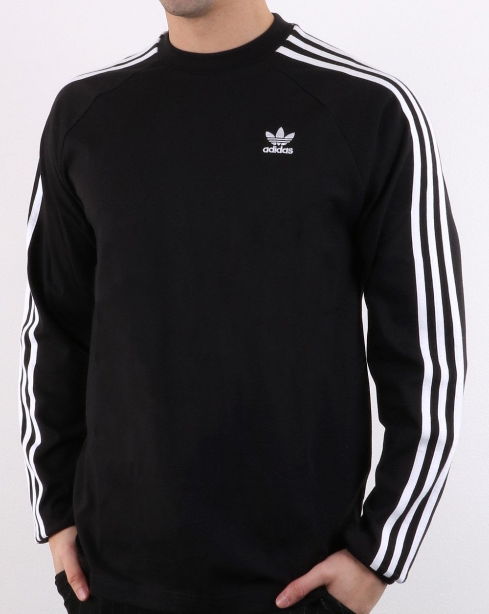 Adidas Originals – Langarm-T-Shirt mit 3 Streifen, Schwarz